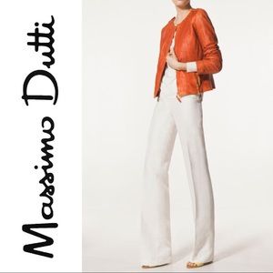 Massimo Dutti burnt orange genuine leather jacket